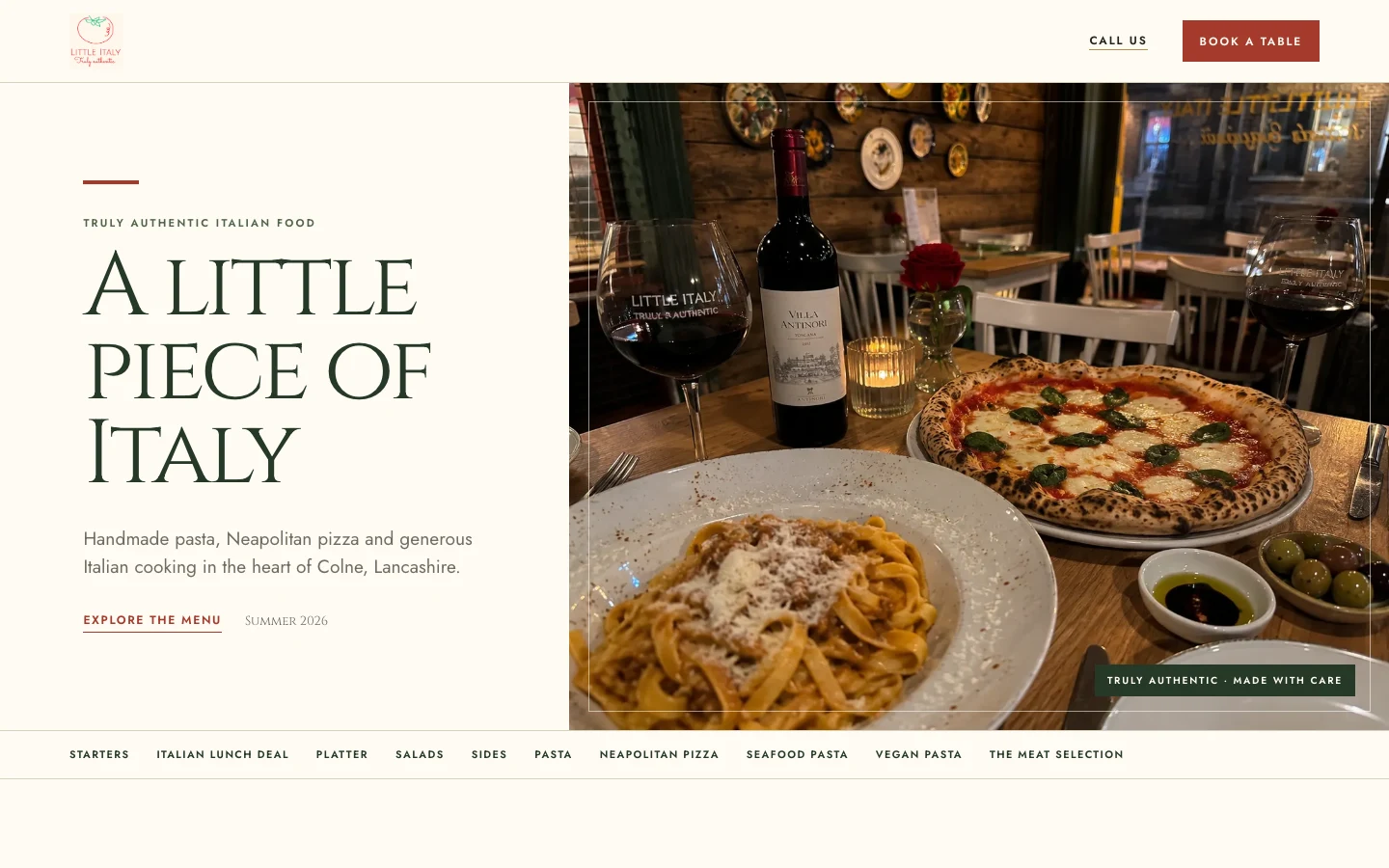 Little Italy online menu website by MadeReal