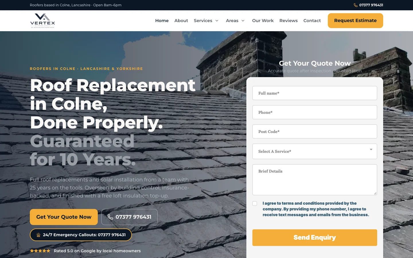Vertex Roofing Group website by MadeReal