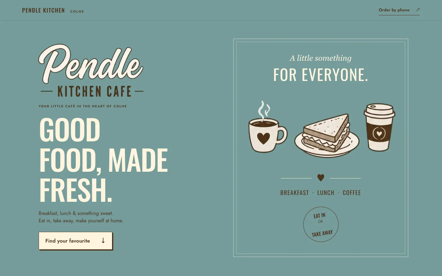 Pendle Kitchen Cafe online menu website by MadeReal
