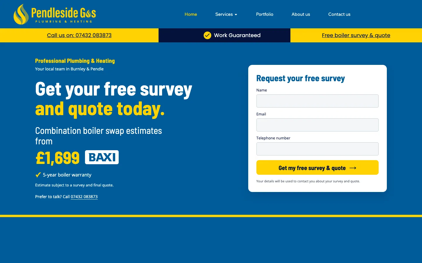 Pendleside Gas website by MadeReal