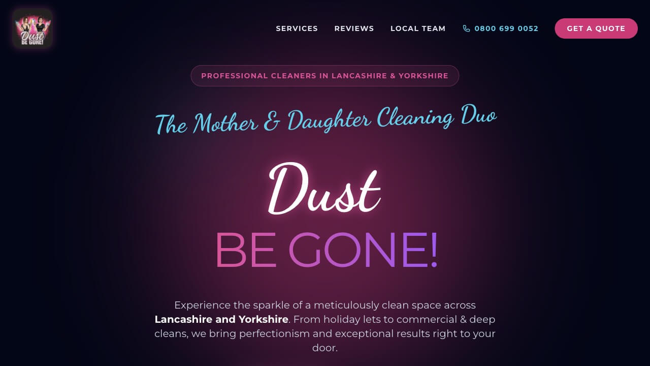 Dust-Be-Gone commercial cleaning website