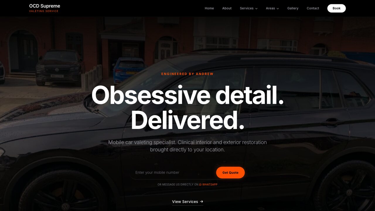 OCD Supreme mobile valeting website
