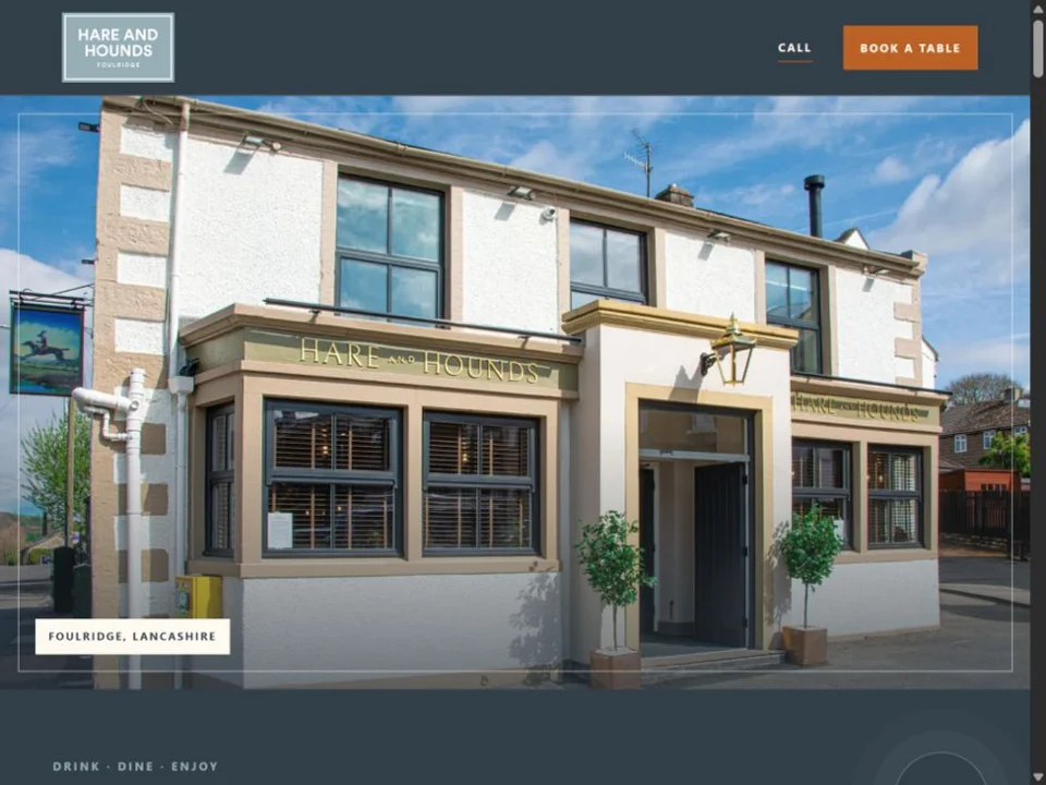 Hare & Hounds menu website