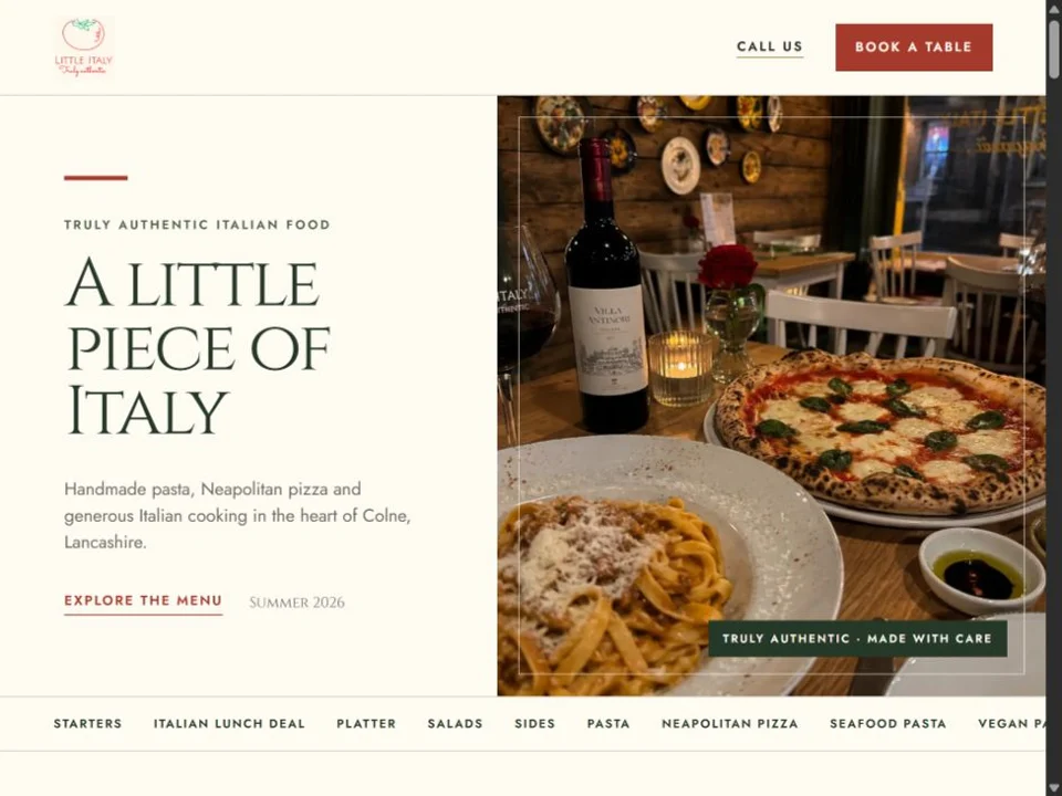 Little Italy menu website